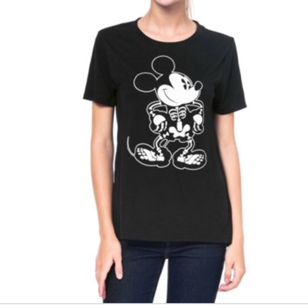 DISNEY MICKEY MOUSE SKELETON BLACK  T-SHIRT SZ L - Picture 2 of 5